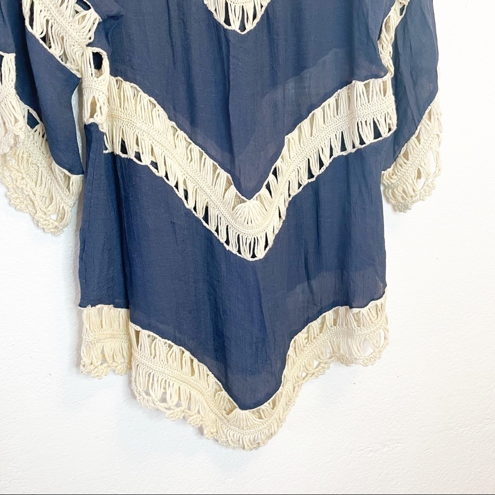 Vivid Importers of NY Tunic Blue/creme Size Large - Picture 3 of 4